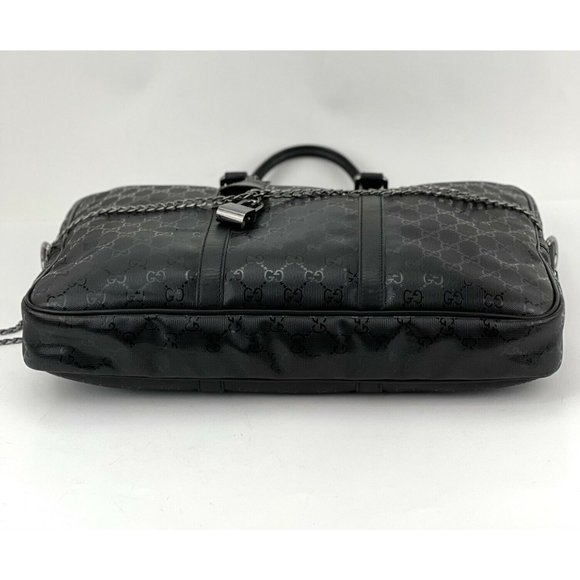 Gucci Briefcase GG Imprime Coated Canvas Black Monogram Business Bag - Picture 7 of 12